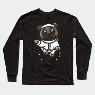 astronot pug dog in action Long Sleeve T-Shirt